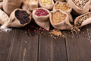 Various grains and cereals in sack