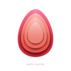 Happy easter concept colorful design in minimal trendy papercut style. Modern holiday background with flat simple egg shape for greeting card, banner, cover. Vector illustration.