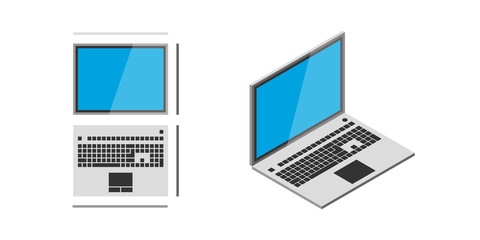 Isometric vector notebook laptop