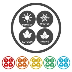 Four seasons, season icon, 6 Colors Included