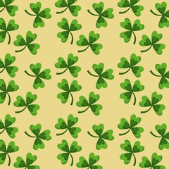 st patricks day green clovers seamless pattern design vector illustration