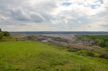 Fototapeta na wymiar Borodino coal open cut view from eastern observation deck Krasnoyarsk territory, Russia