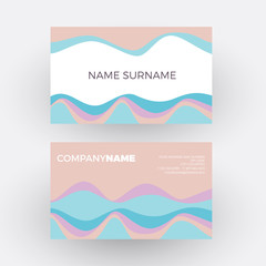 Obraz premium Vector abstract minimal geometric with waves in soft color. Vintage and pop background. Business card
