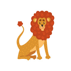 Cute funny lion cartoon character vector Illustration on a white background