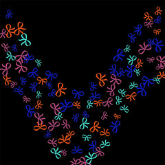 Festive Background with Colorful Bows. Trendy Pattern for Postcard, Print, Banner or Poster. Little Pretty Bows For Party Decoration, Wedding, Birthday or Anniversary Invitation. Vector