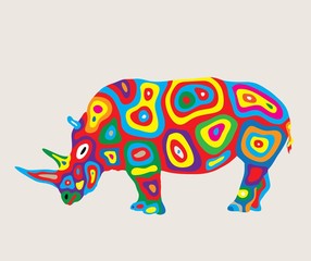 Colorfully Rhinoceros, art vector design