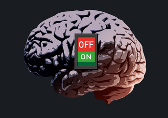 cerveau - Interrupteur - concept - intelligence - mort, burn-out, mentale, maladie, connexion
