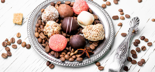 Chocolate and coffee beans