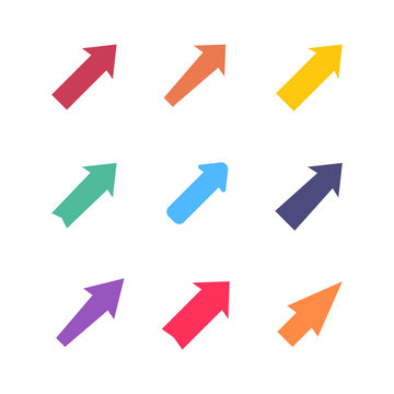 Set of multicolored various arrows. Vector illustration
