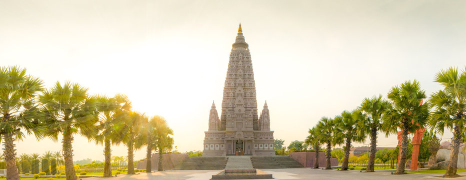 The replica place where Gautam Buddha attained enlightenment  from India is located in.replica at wat panyanantaram, Thailand