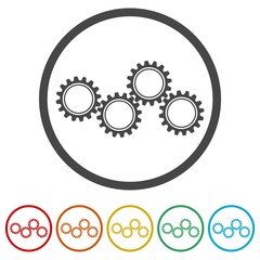 Gears icon, 6 Colors Included