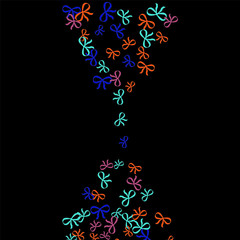 Festive Background with Colorful Bows. Trendy Pattern for Postcard, Print, Banner or Poster. Little Pretty Bows For Party Decoration, Wedding, Birthday or Anniversary Invitation. Vector