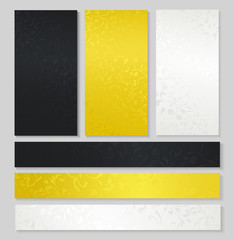 Vintage seamless pattern in three different variations: dark, gold and silver