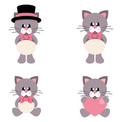 Fototapeta premium cartoon cute cat set