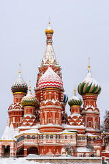 Fototapeta na wymiar Famous Moscow Saint Basil Cathedral in winter