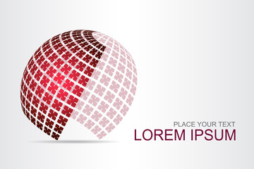 Logo stylized spherical surface with abstract shapes