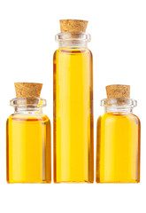 Essence of flowers on table in beautiful glass Bottle