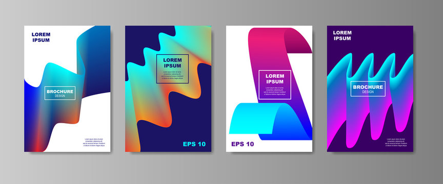 Minimal Liquid cover designs set. Future Poster templates with Fluid shapes composition with smooth gradient. vector illustration