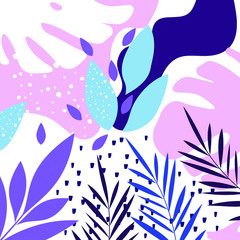 Tropical jungle leaves background. Tropical poster design. Tropical leaves art print. Wallpaper, fabric, textile, wrapping paper vector illustration design