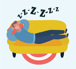 Man sleeping on sofa. 