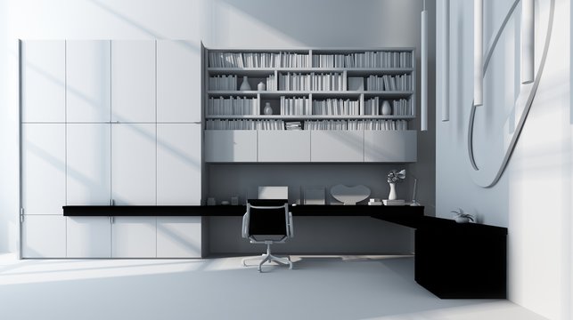 Monochromatic luxury white office
