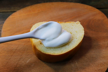 sour cream spread on bread