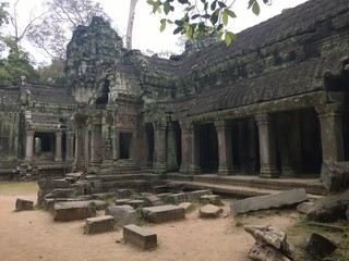 Fototapeta premium Angkor Wat in Siem Reap, Cambodia. Ancient Khmer stone temple ruins in jungle forest