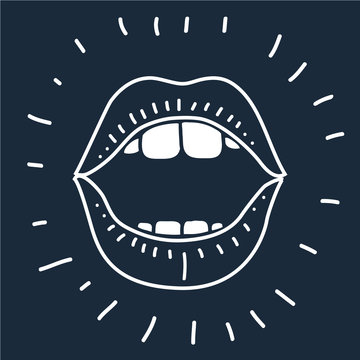 cartoon vector outline illustration human mouth open