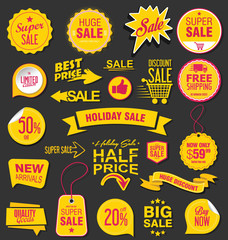 Sale stickers and tags colorful collection