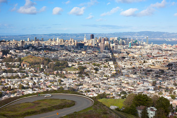 Fototapeta premium Panoramic view of San Francisco from Twin Peaks park, California, USA