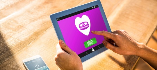 Composite image of vector icon of donation