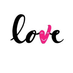 Love - handwritten lettering on white background