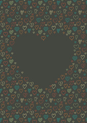 Background with hand drawn hearts. Vector.