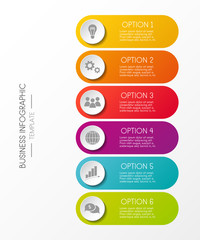Template of an infographic. Graph with colourul icons. Vector.