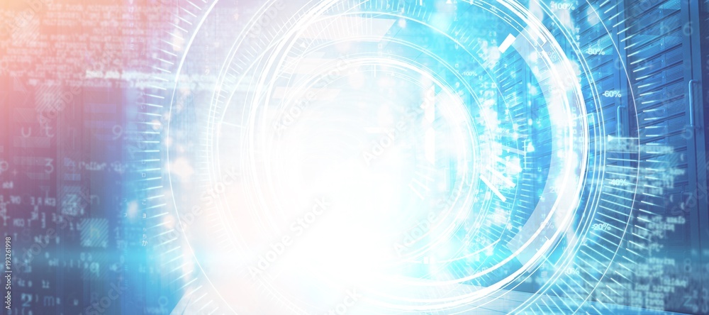 Wall mural composite image of digital image of lens interface