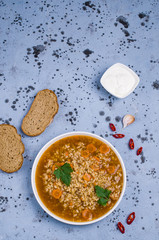 Traditional spicy soup with rice