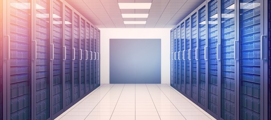 Fototapeta premium Empty hallway of servers