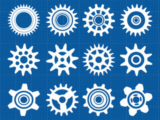 Gears isolated on blue