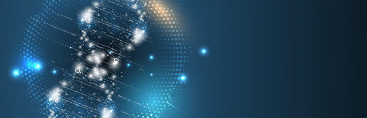 dna and medical and technology background. futuristic molecule structure presentation