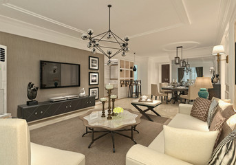 3d render of modern living room