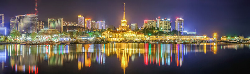 SOCHI, RUSSIA - APRIL 16, 2016: Sea pier at night.