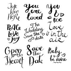 Set of hand drawn vector lettering phrases. Modern motivating calligraphy decor for wall, poster, prints, cards, t-shirts and other