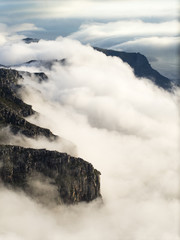 Clouds lining the mountains on the Cape peninsula of Cape Town