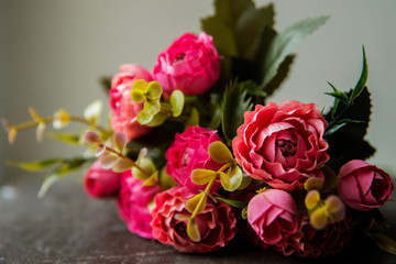 floral background of roses and peonies, postcard, blank for March 8