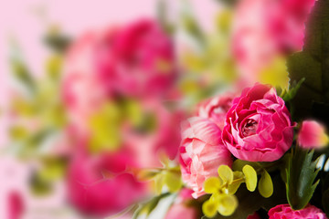 floral background of roses and peonies, postcard, blank for March 8