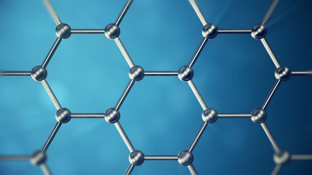Graphene atom nanostructure loopable animation. Nanotube in form of honeycomb. Concept Nanotechnology and sciences