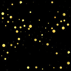 Fototapeta na wymiar Golden confetti isolated on black background.