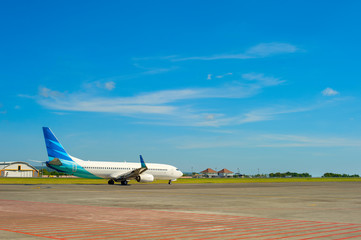 Airplane takeoff Bali airport runway