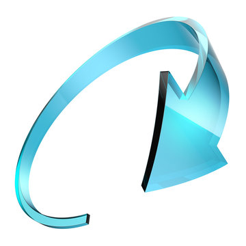 Blue glass round arrow sign