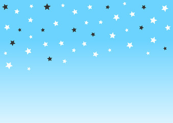 Rectangular horizontal background with falling stars. Simple modern flat design.